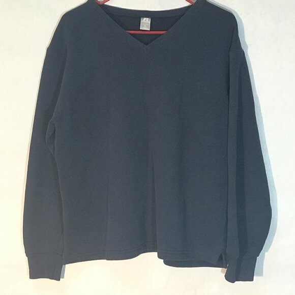Russell Athletics Athletic Blue V Neck Long Sleeve Sweater Women XL - Picture 2 of 5